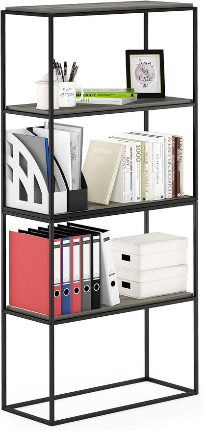 Furinno Moretti Modern Wide Stackable Metal Shelf, French Oak Grey - Image 7
