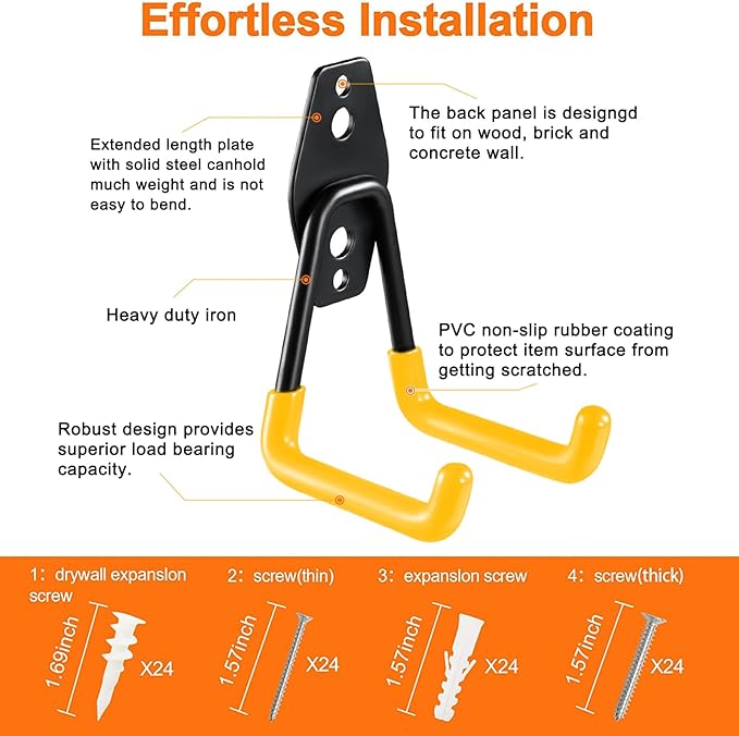 12 Pack Garage Hooks Heavy Duty Utility Steel - Image 3