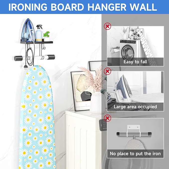 Ironing Board Holder Wall Mounted, Metal Iron Board Wall Hanger - Image 5