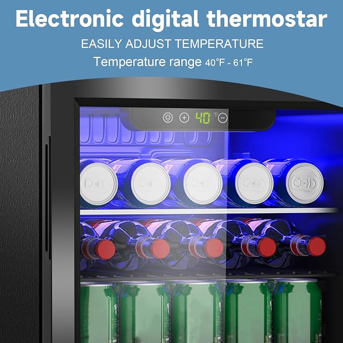 Stopasd Beverage Refrigerator Cooler, 2.6 Cu.Ft/95 Can Drink Fridge - Image 4