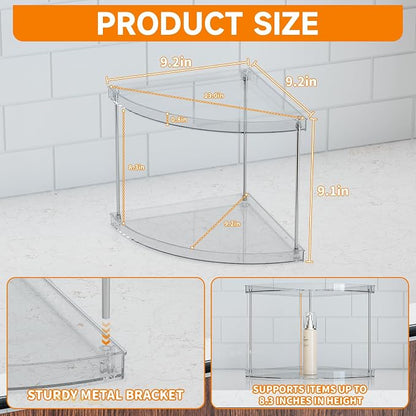 Yieach Clear Corner Bathroom Counter Organizer, 2Tier Tiered Countertop Corner - Image 3