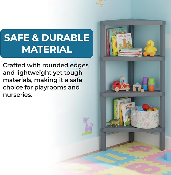 Honey-Can-Do 4-Tier Plastic Corner Storage Shelf, kitchen or office - Image 5