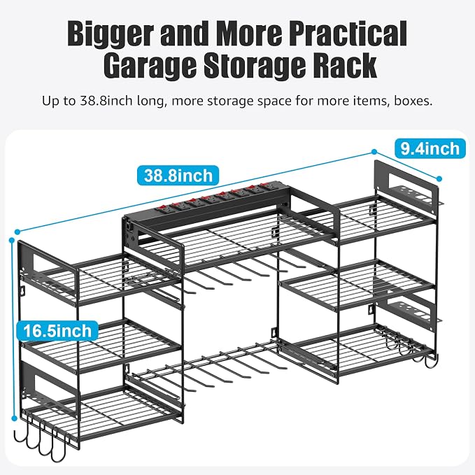 CCCEI Black Power Tool Organizer Wall Mount, Large Tools and Battery Storage - Image 5
