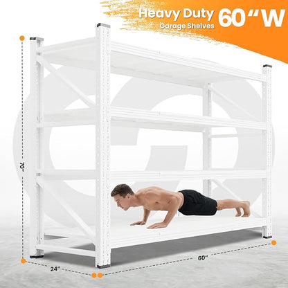 60" W Metal Shelving Heavy Duty, 4 Tier Tall Steel Industrial Shelving - Image 2