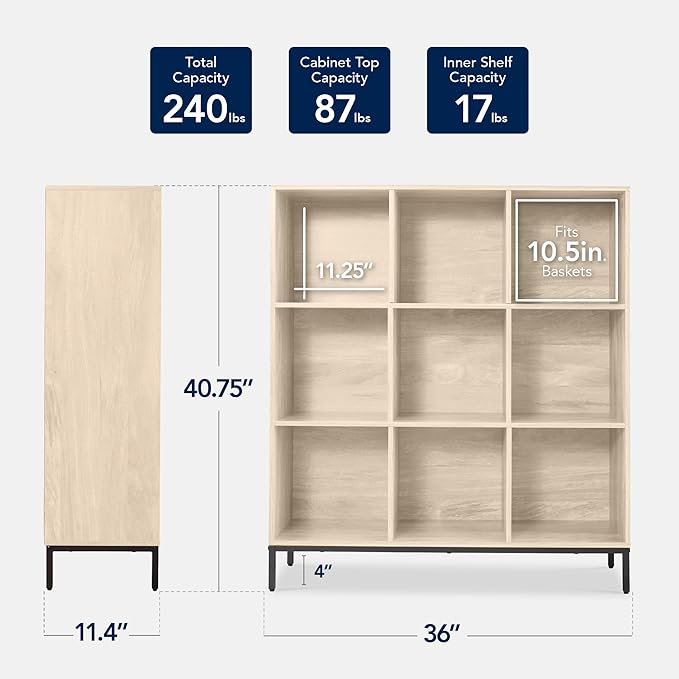 Best Choice Products 9-Cube Bookshelf, 3-Tier Wood Storage Bookcase W/Legs - Image 2