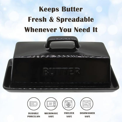 Ceramic Butter Dish With Lid for Countertop, Covered Butter Holder With Lid - Image 3