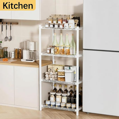 VETALLO 4 Tier Wire White Shelf | Storage Rack, Utility Corner Organizer - Image 2
