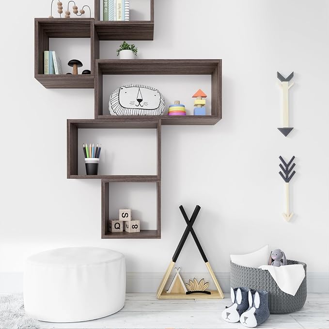 Wall Mount Shelf Set of 4, Floating Cube Shelves - Image 6