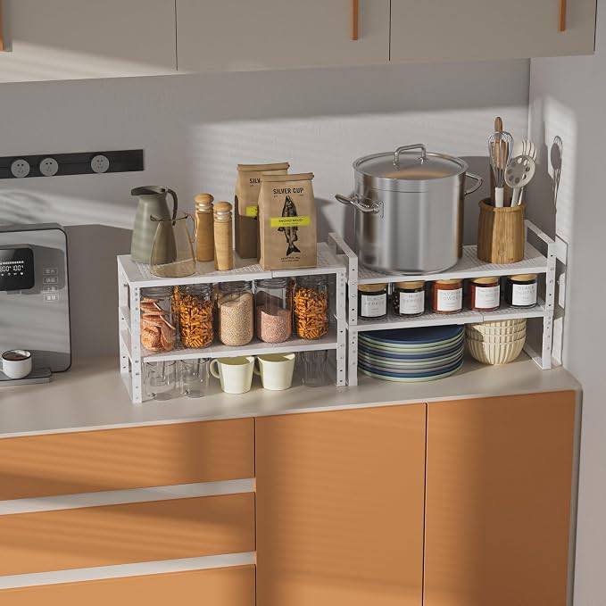 Expandable, Adjustable & Stackable Spice Rack, Cabinet Kitchen Countertop Shelf - Image 5