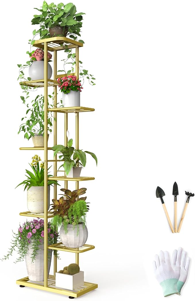 8 Tier 9 Potted Gold Plant Stand Indoor by BueDeHai