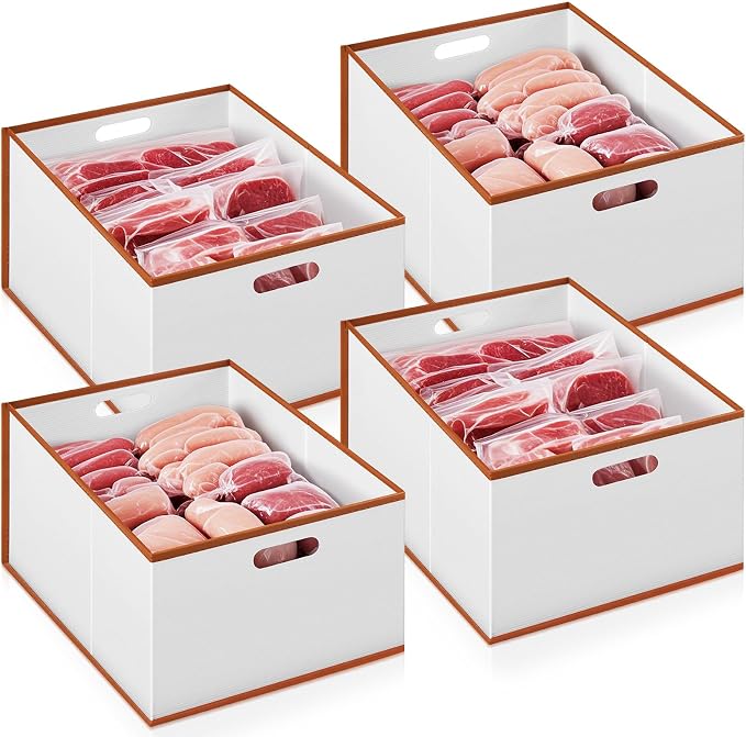 Chunful 4 Pcs Freezer Organizer Bins, Collapsible Deep Chest Freezer Organizer by Chunful