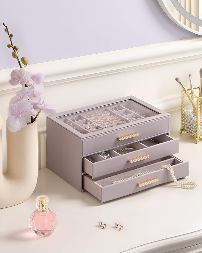 Lolalet Jewelry Box Organizer, 3-Layer Jewelry Organizers and Storage Case - Image 2