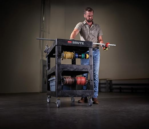 Rubbermaid Commercial Brute 3-Shelf Heavy-Duty Utility/Service Cart, High - Image 5