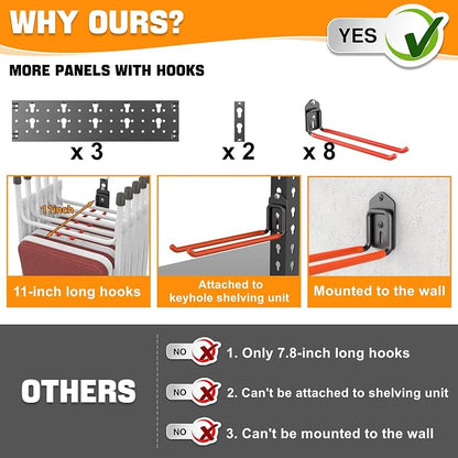 TORACK Garden Tool Organizer Wall Mounted, Garage Folding Chair Storage Rack - Image 5
