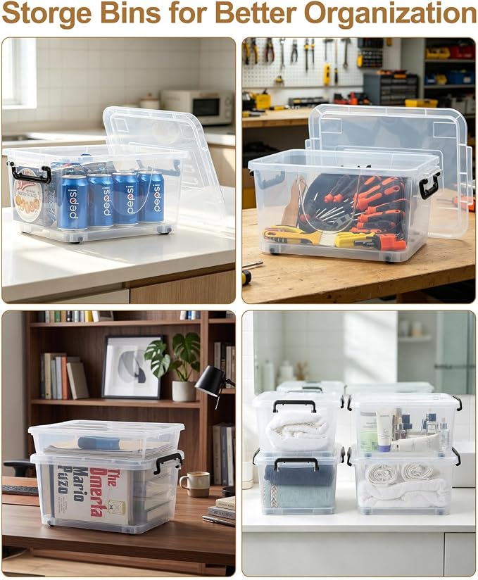 NUMIFUN 15QT Storage Bins with lids, Stackable Space Saver - Image 3