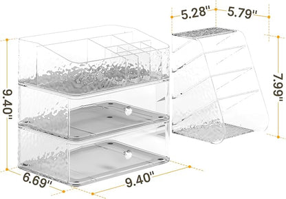 Makeup Organizer with Brush Holder Plastic Makeup Drawers - Image 4