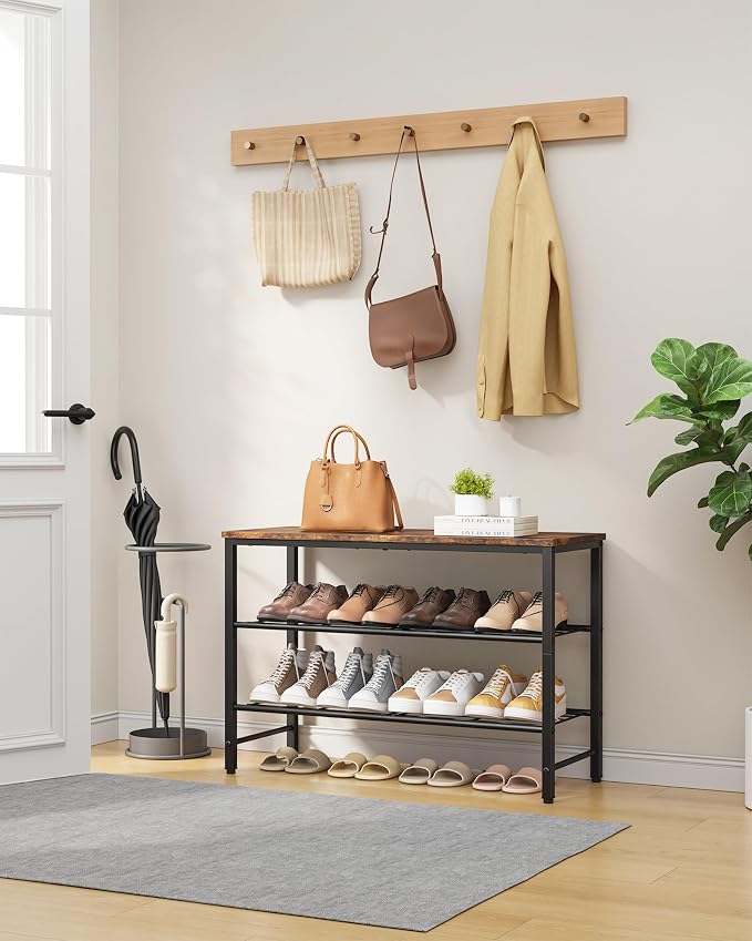 Kitsure Shoe Rack for Closet, Rustic Brown Shoe Organizer - Image 2