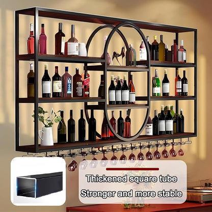 71IN Large Wall Mount Wine Rack, Metal 4 Tier Hanging Bottle Holder - Image 4