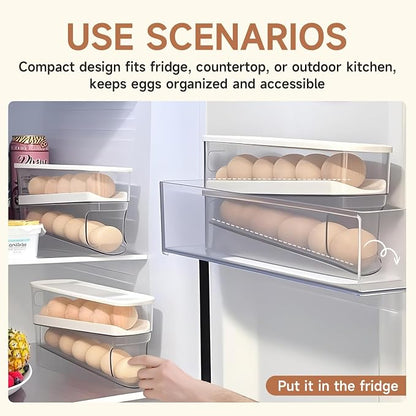 Rolling Egg Holder for Fridge, Egg Dispenser for Refrigerator, Automatic - Image 2