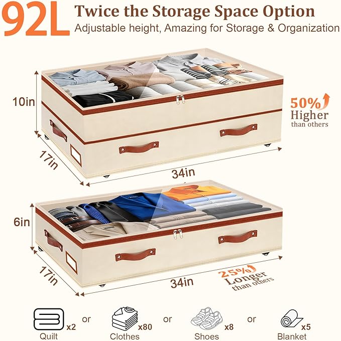 Dolicer 4 Pack Under Bed Storage - Image 3