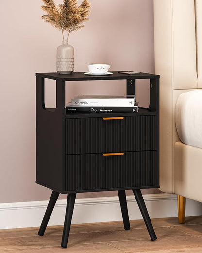 Black Nightstand, Modern Bedside Table by Leomonio
