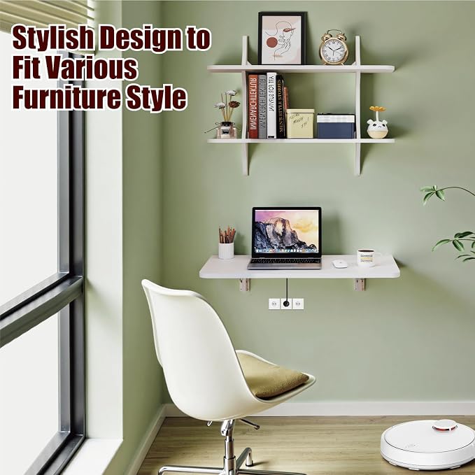 Pmnianhua Wall Mounted Folding Table, Foldable Drop Leaf Table, Wall Mount Fold - Image 4