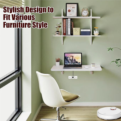 Pmnianhua Wall Mounted Folding Table, Foldable Drop Leaf Table, Wall Mount Fold - Image 4