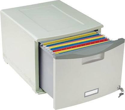 Storex Plastic One-Drawer File Cabinet – Locking Document Organizer - Image 3