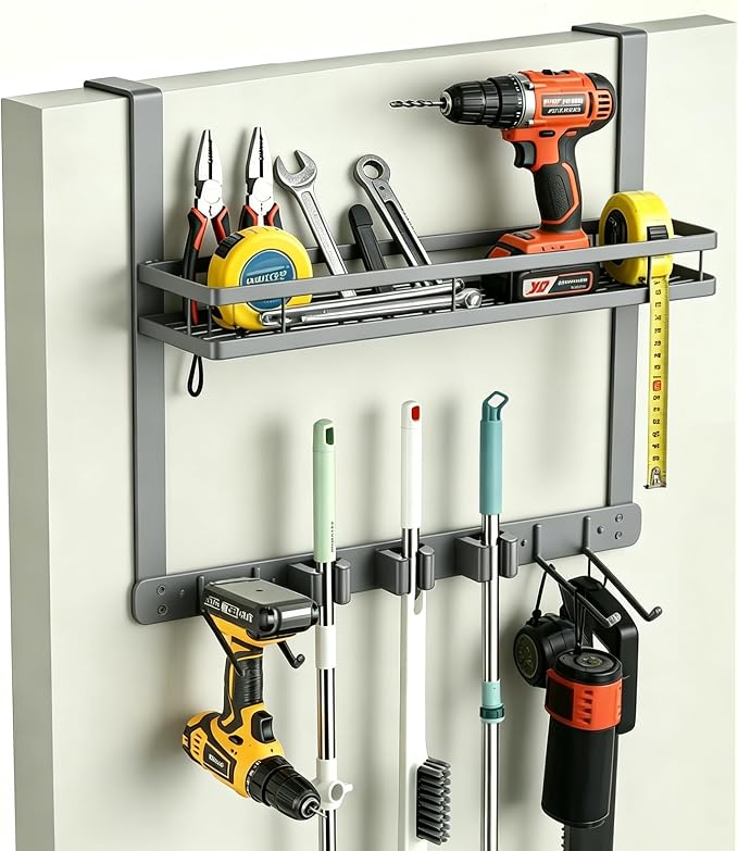Over Door Tool Organizer, Heavy Duty Utility Rack by EARLESSBEAR