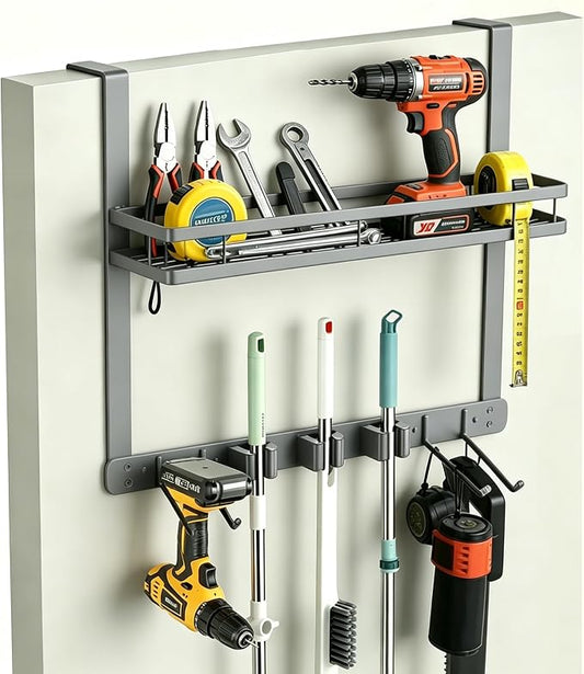 Over Door Tool Organizer, Heavy Duty Utility Rack by EARLESSBEAR