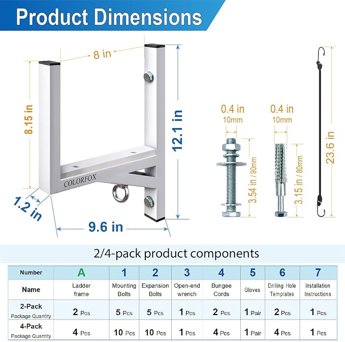 Ladder Rack for Trailer, Side Mount Heavy Steel Ladder Rack - Image 6