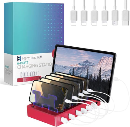 Charging Station for Multiple Devices – 6-Port USB Charging Dock for Apple & by HerculesTuff