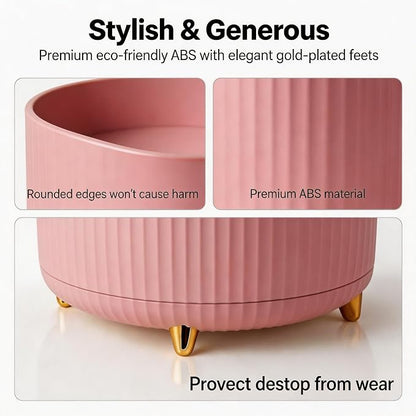 360 Rotating Makeup Brush Holder Organizer, 5-Slot Pink Spinning Cup - Image 4