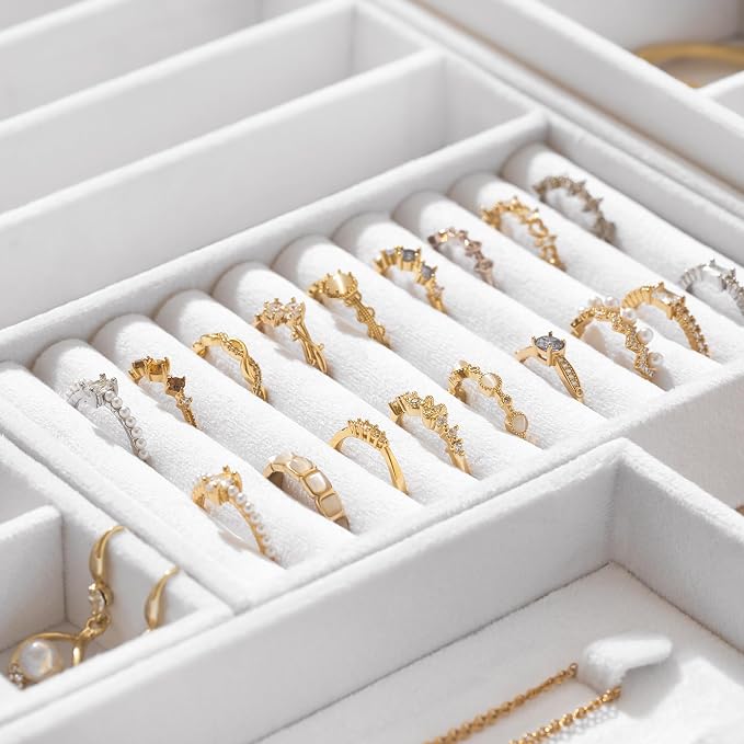 Velvet Jewelry Drawer Organizer Trays – White Stackable Jewelry Storage Inserts - Image 6