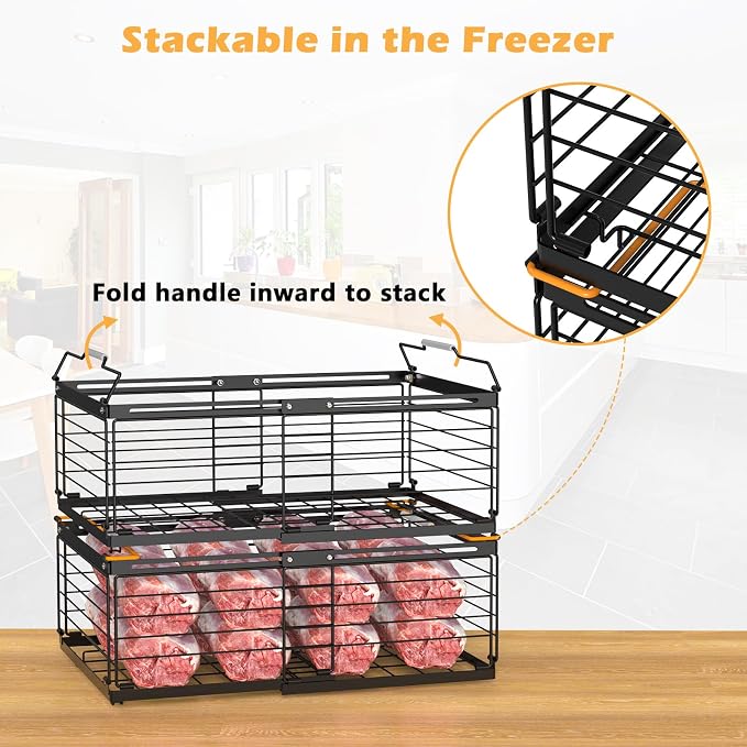 NADAMOO Freezer Organizer Bins, 2 Packs Large Expandable Stackable Chest - Image 5