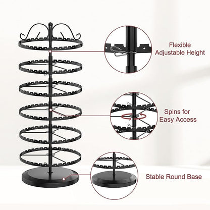 MODOWEY 6 Tier Rotating Earring Holder Organizer Stand, Adjustable Metal - Image 3