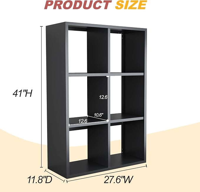 6 Cube Storage Organizer, Metal Cubby Storage Shelf, Small Box Bookshelf - Image 2
