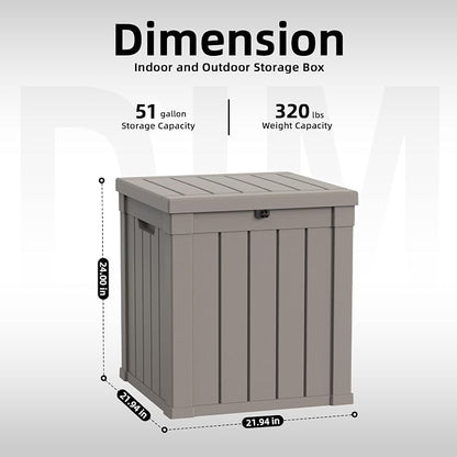 Vixzen 51 Gallon Deck Boxes Outdoor Waterproof, Lockable Resin Storage Box - Image 5