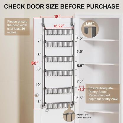 Delamu Over the Door Pantry Organizer, 6-Tier Metal Pantry Door Organization - Image 2
