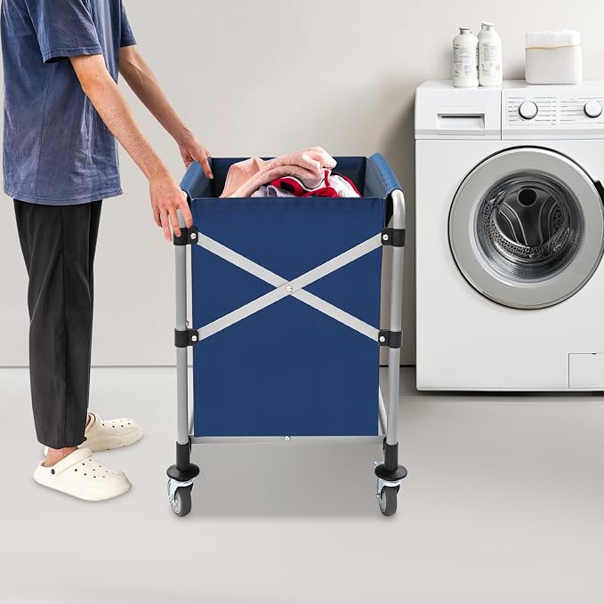 Commercial Laundry Cart with Wheels, Folding Laundry Hamper Cart, Heavy Duty - Image 9