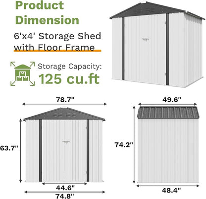 Patiowell 6x4 FT Outdoor Storage Shed - Image 2