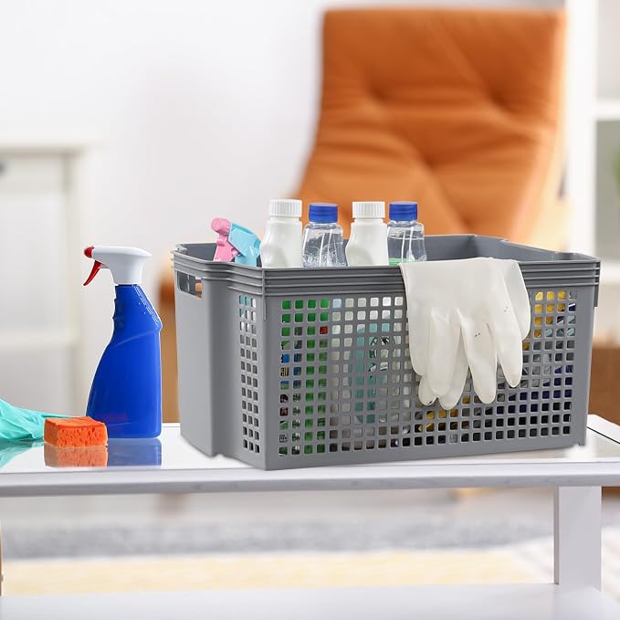 Large Plastic Stacking Storage Baskets - Image 5