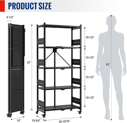 WORKPRO 5-Tier Folding Shelf, No-Assembly Metal Storage Rack - Image 3
