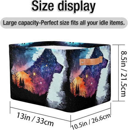 Pardick colorful galaxy animal wolf Basket Storage Bins Large Fabric Toys - Image 4