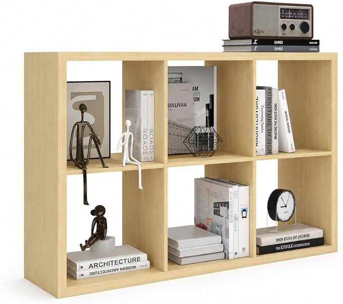 CTESNE【2026 Wooden Thick Frame 6 Cube Storage Organizer Shelf by CTESNE