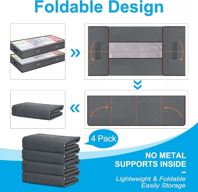 90L Under Bed Storage Containers, Large Capacity Underbed Storage Bags Organizer - Image 5