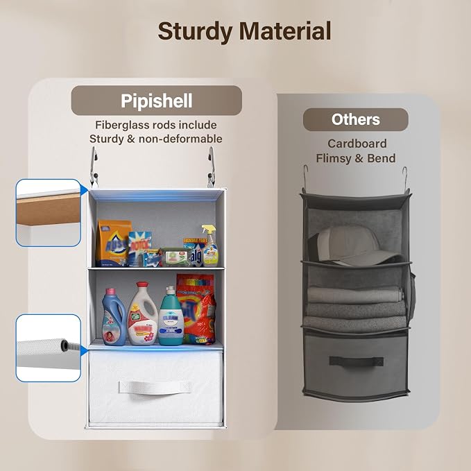 Pipishell 6-Shelf Hanging Closet Organizer, Hanging Shelves - Image 3