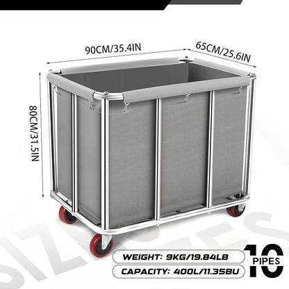 Commercial Laundry Cart on Wheels, 11.35 Bushels Large Laundry Roller, Heavy - Image 2