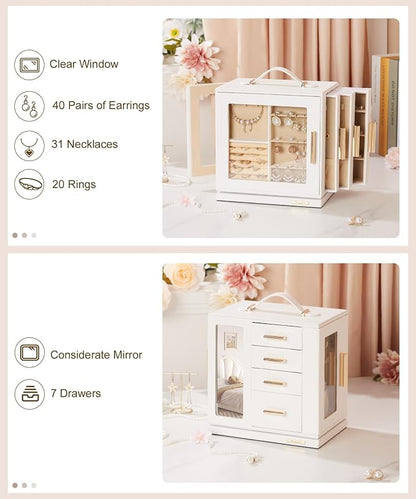 Homde Christmas Gifts Jewelry Box 360° Rotating, Necklace Earring Organizer - Image 4