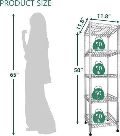 GIOTORENT 5 Tier Standing Shelving Metal Units, Adjustable Height Wire Shelf - Image 2
